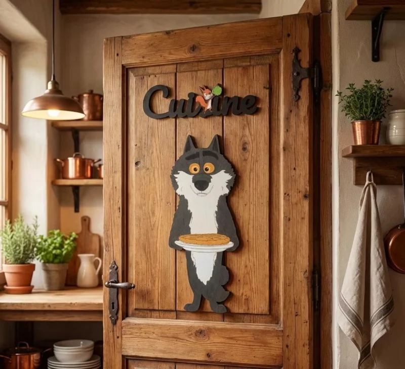 Loup d'Intermarché et Cuisine écureuil XXL en bois